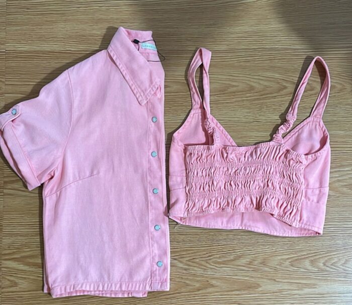 conjunto camisa e cropped salmão 6204628 conjunto camisa e cropped salmão 6204628