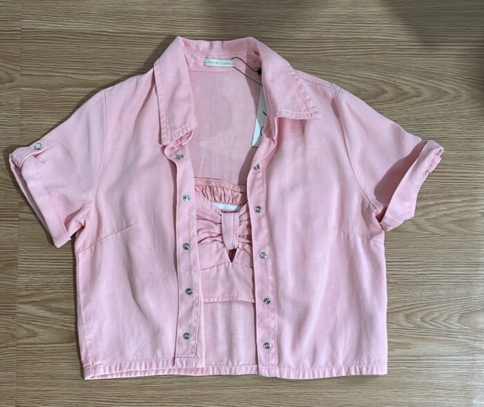 conjunto camisa e cropped salmão 6204628 conjunto camisa e cropped salmão 6204628