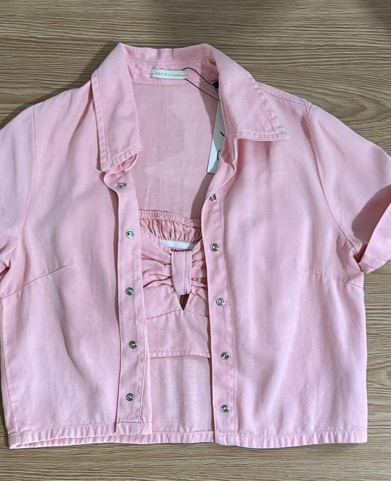 conjunto camisa e cropped salmão 6204628 conjunto camisa e cropped salmão 6204628