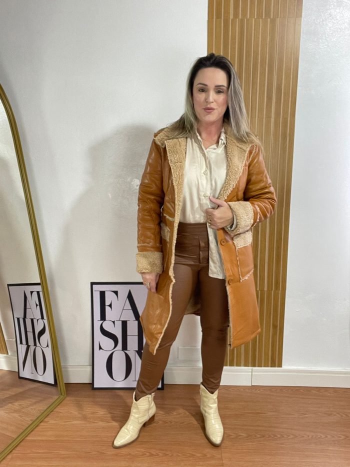 casaco pu caramelo casaco pu caramelo