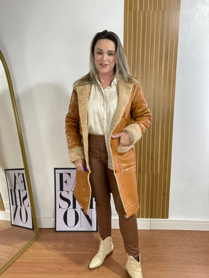 casaco pu caramelo casaco pu caramelo