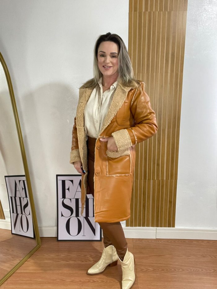 casaco pu caramelo casaco pu caramelo