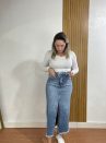 saia jeans midi cinto