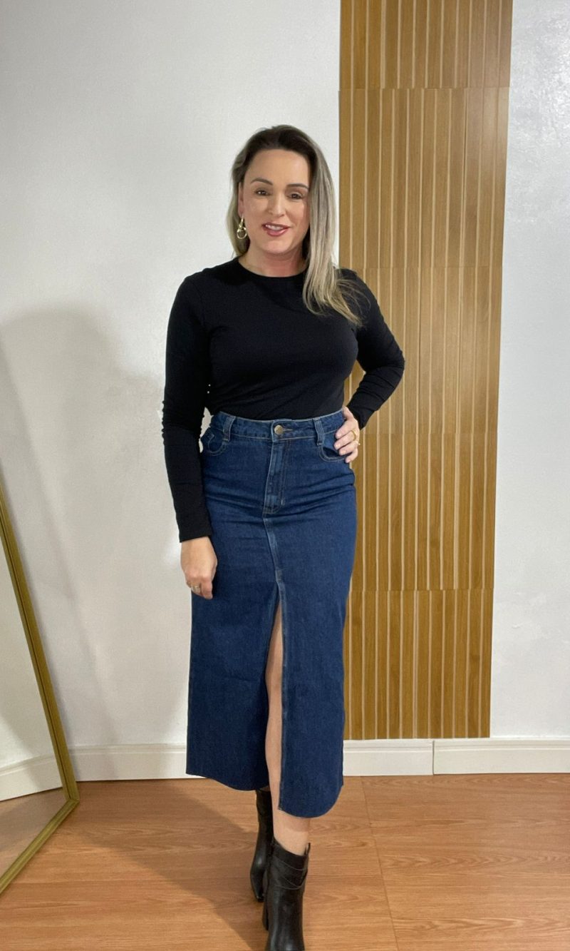 saia jeans midi