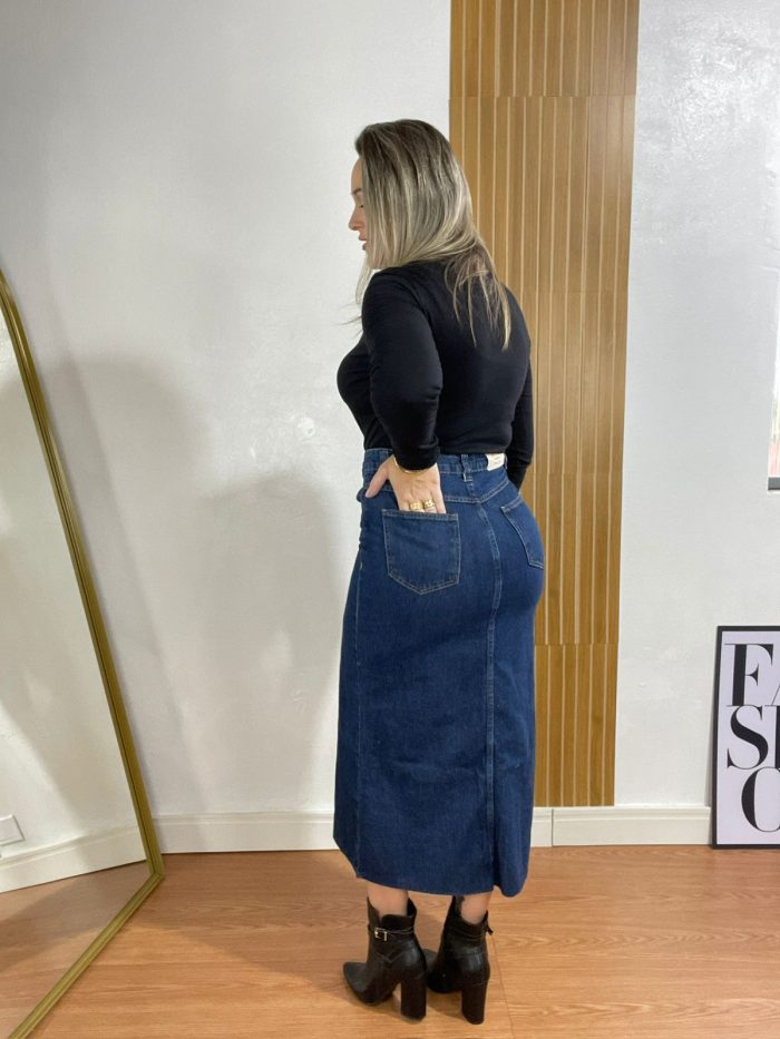 saia jeans midi saia jeans midi
