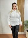 blusa de tricô gola alta branca