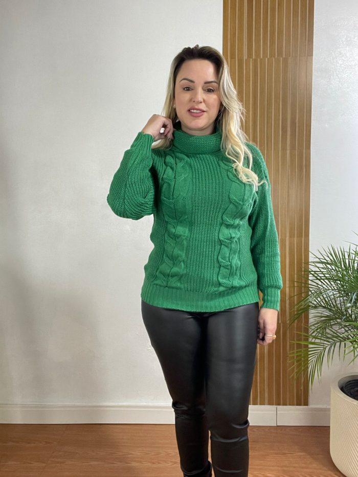 blusa de tricô gola alta trança blusa de tricô gola alta trança