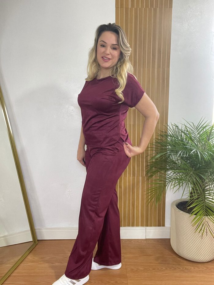 conjunto pantalona bordô conjunto pantalona bordô