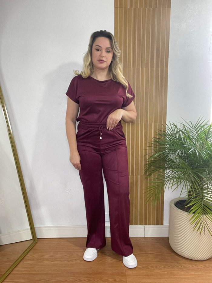 conjunto pantalona bordô conjunto pantalona bordô