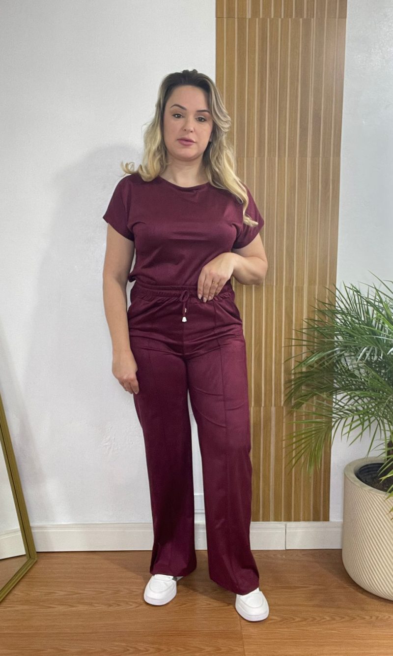 conjunto pantalona bordô