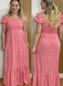 vestido longo romântico rosa