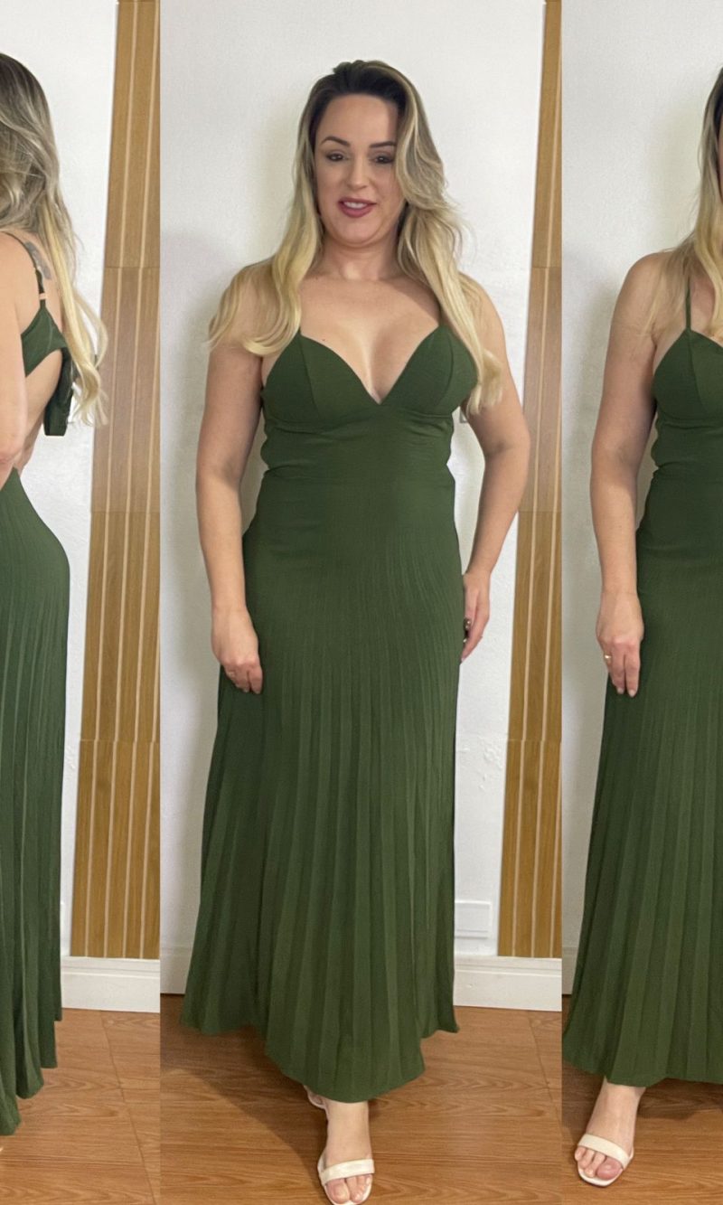 Vestido Plissado verde