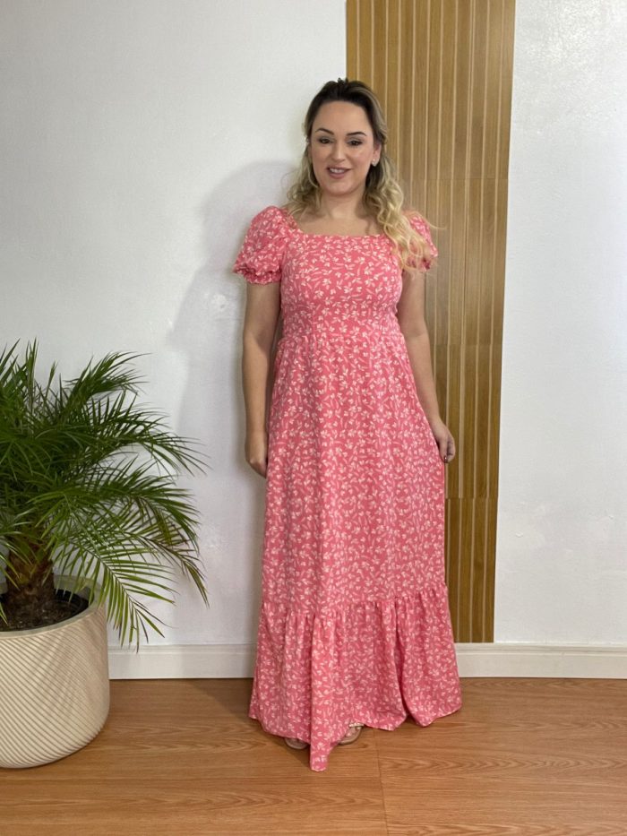 vestido longo romântico rosa vestido longo romântico rosa