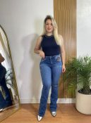 calça jeans country com aplique