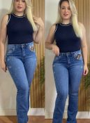 calça jeans country com aplique