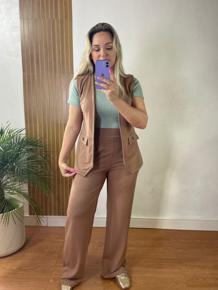 conjunto colete e pantalona capuccino conjunto colete e pantalona capuccino