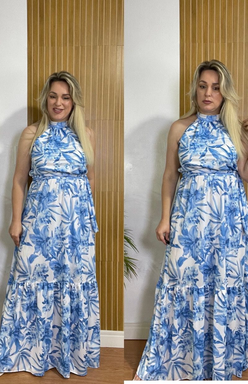 vestido longo estampa floral