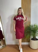 vestido camisetão midi bordô