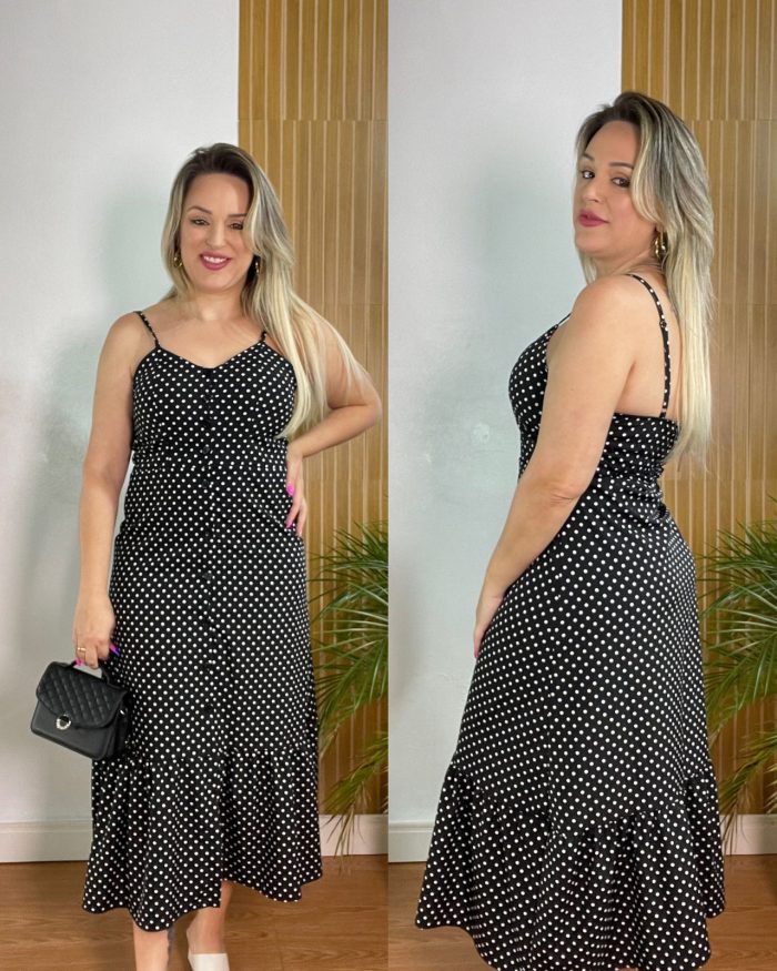 vestido midi poa