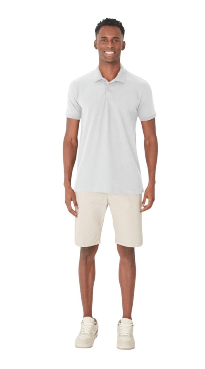 camisa polo básica masculina em piquet strech branca camisa polo básica masculina em piquet strech branca