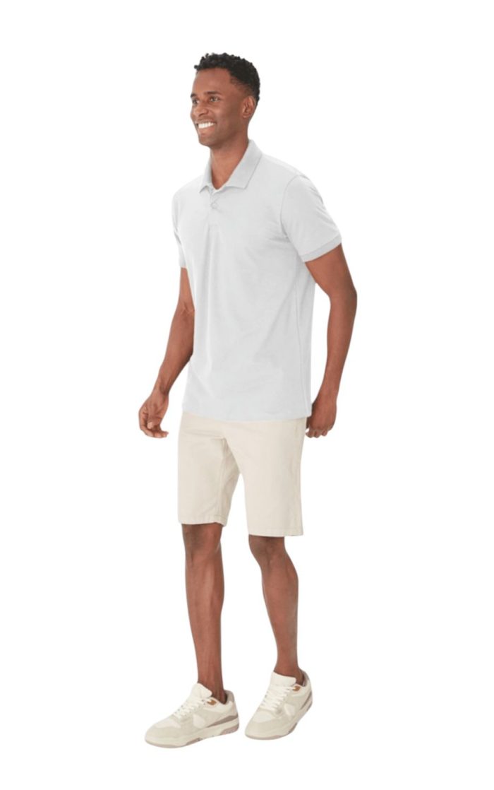 camisa polo básica masculina em piquet strech branca camisa polo básica masculina em piquet strech branca