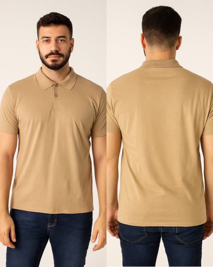camisa polo básica masculina cáqui