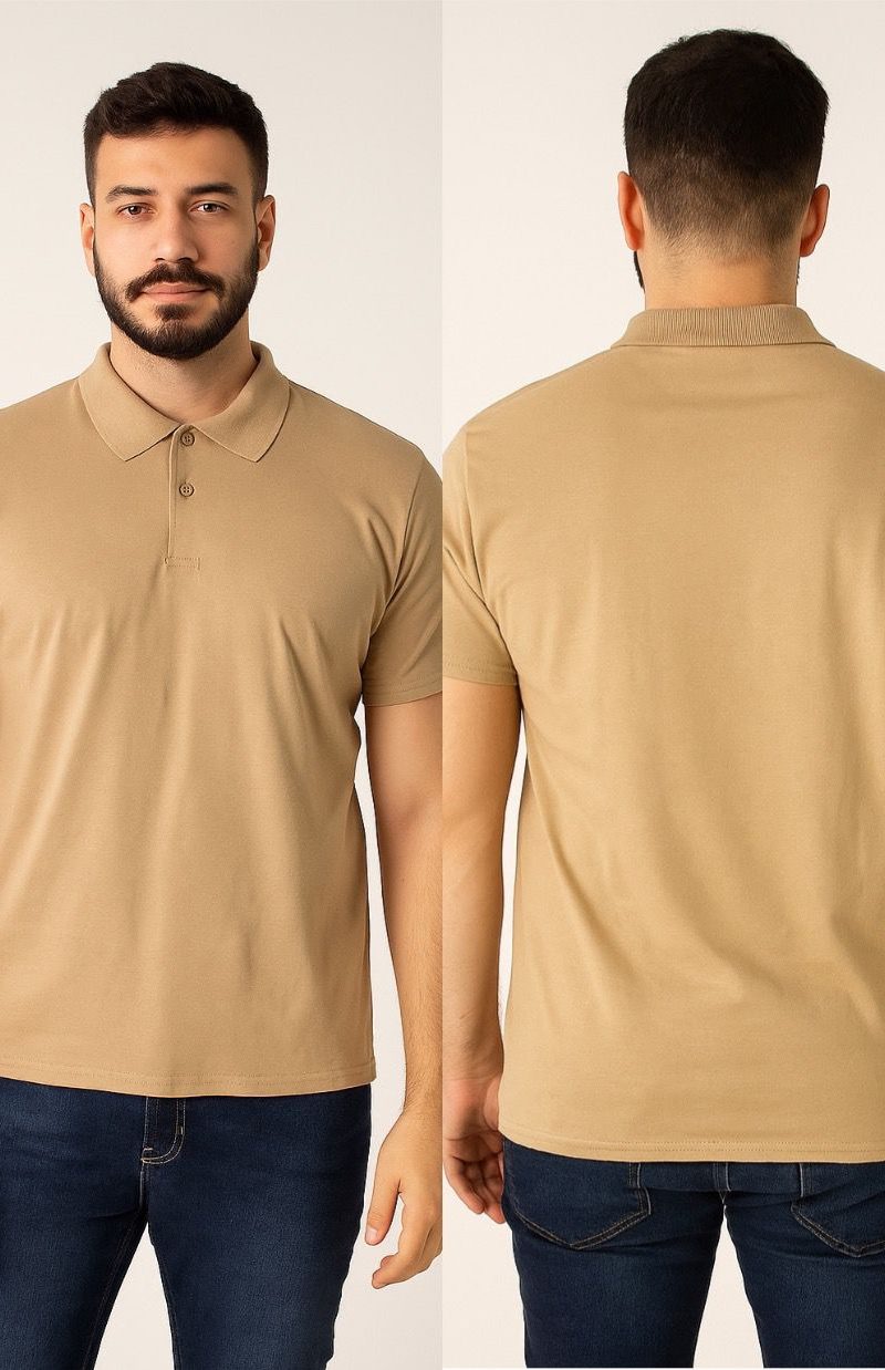 camisa polo básica masculina cáqui