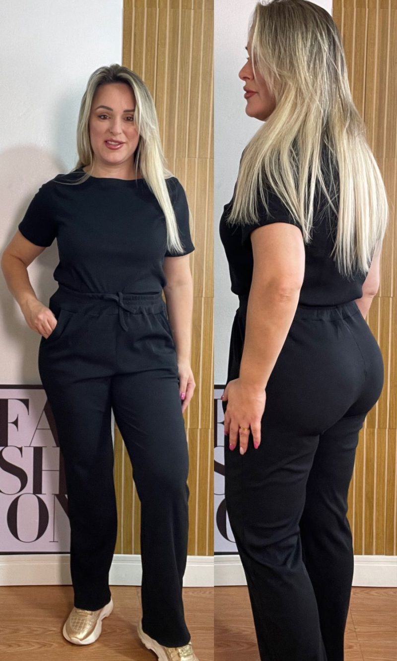 conjunto canelado preto