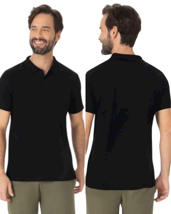 camisa polo básica masculina preta