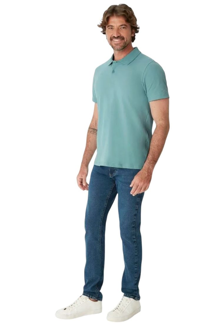 camisa polo básica masculina em piquet strech menta camisa polo básica masculina em piquet strech menta