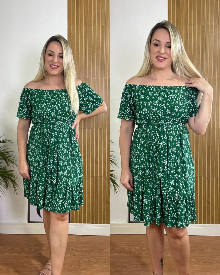 vestido ciganinha em liganete verde
