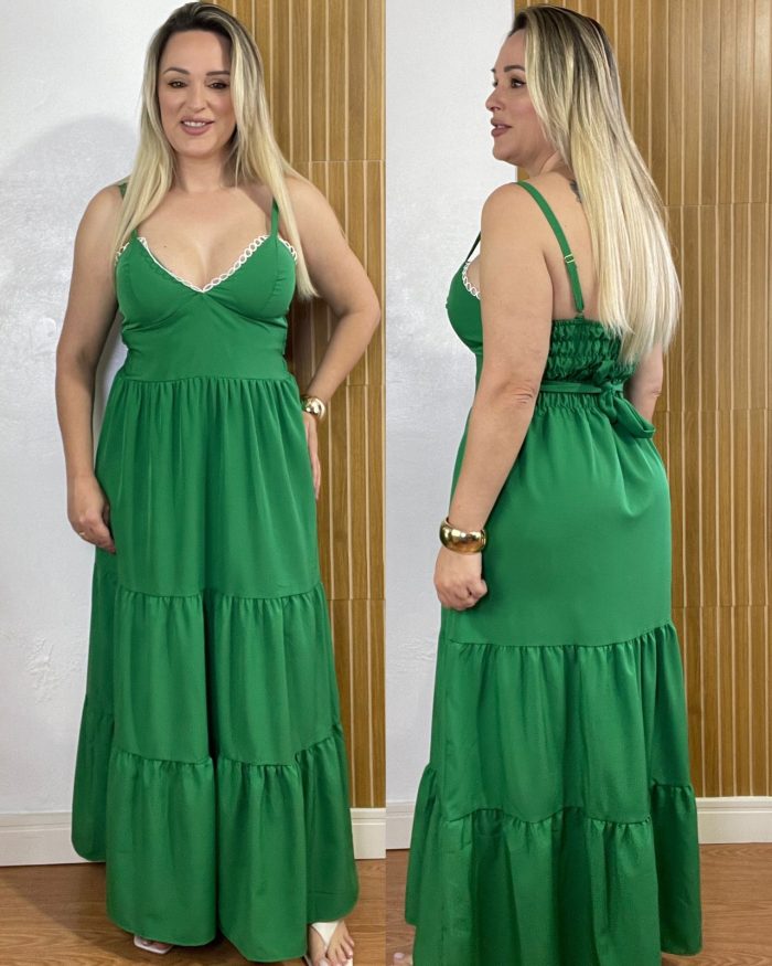 vestido longo verde