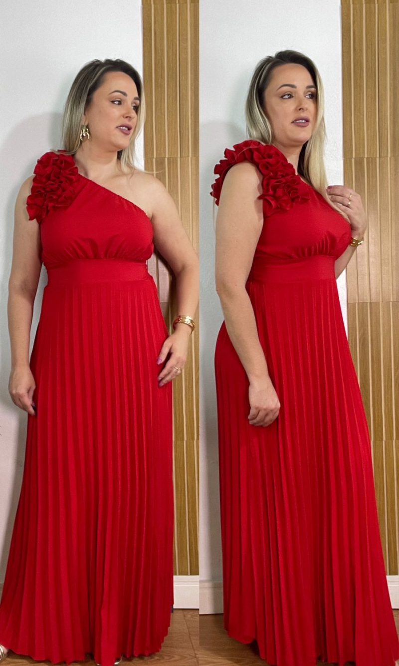 vestido plissado nula manga