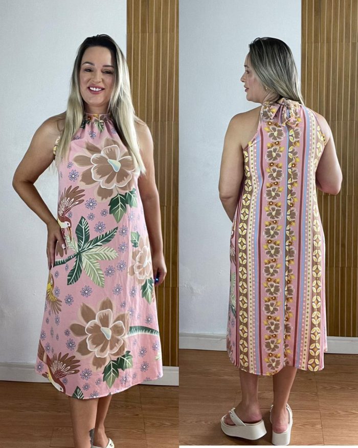 vestido feminino em malha crepe estampado vestido feminino em malha crepe estampado
