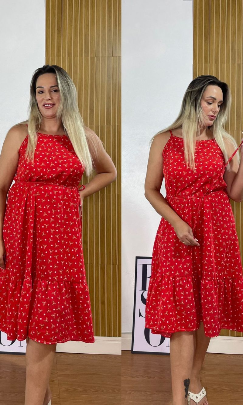 vestido estampado vermelho