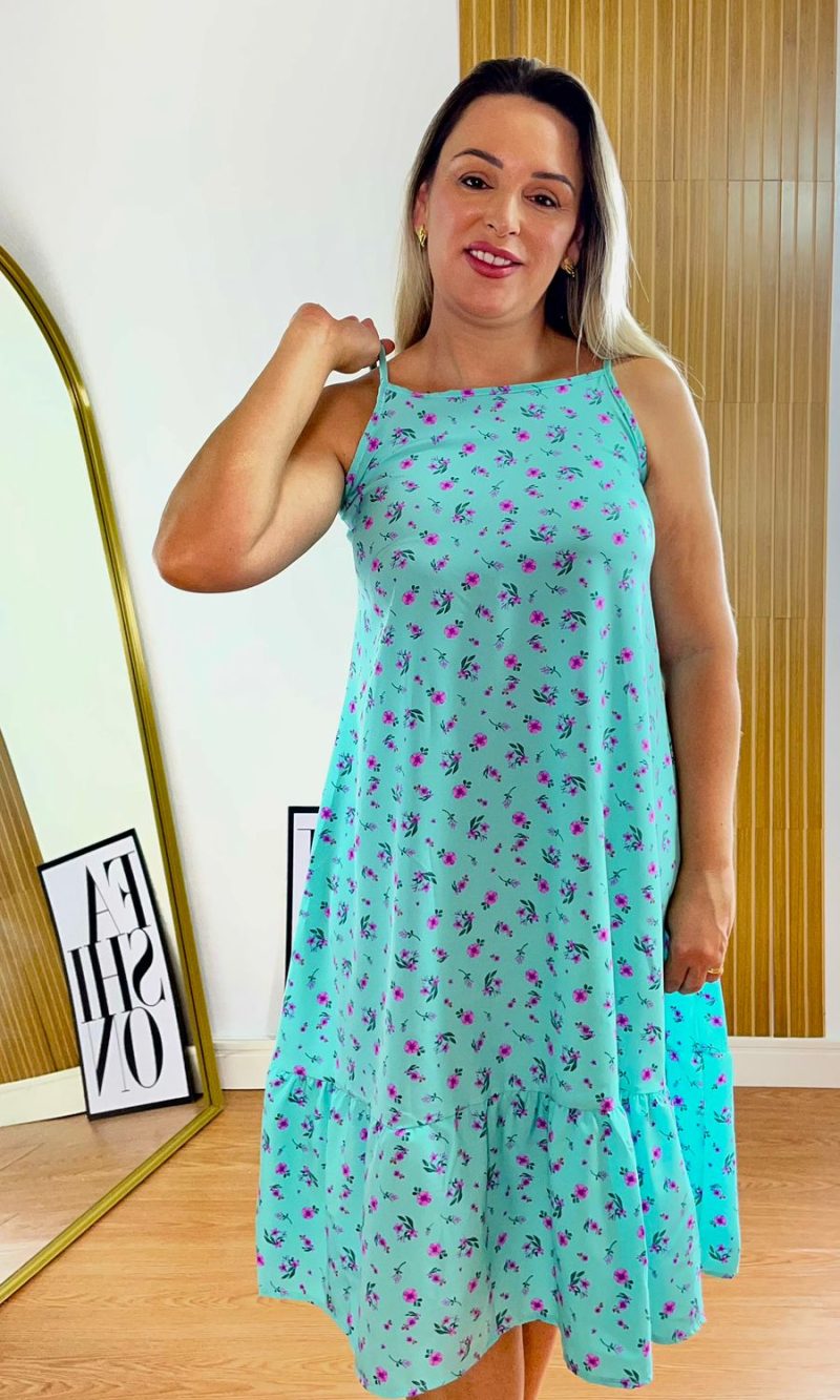 vestido estampado azul
