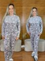 pijama plush fleece cinza estrela 8788