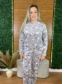 pijama plush fleece cinza estrela 8788