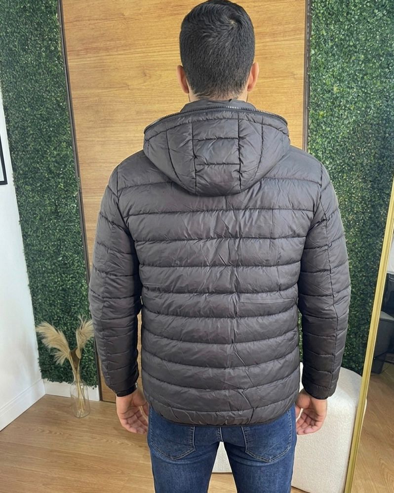 jaqueta puffer masculina naylon com capuz removível jaqueta puffer masculina naylon com capuz removível