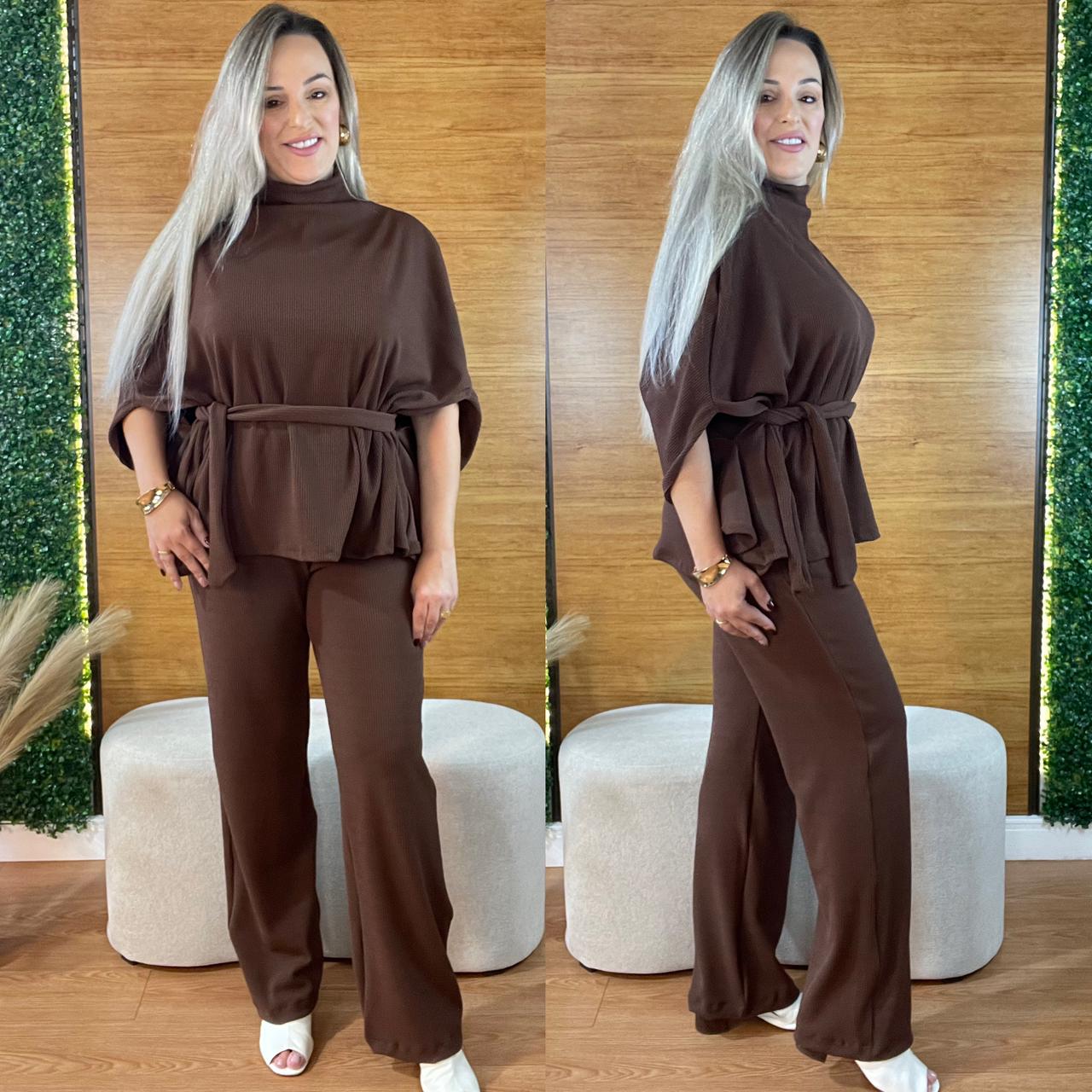 conjunto pantalona anarruga marrom