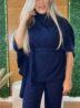conjunto pantalona anarruga azul marinho