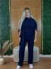conjunto pantalona anarruga azul marinho