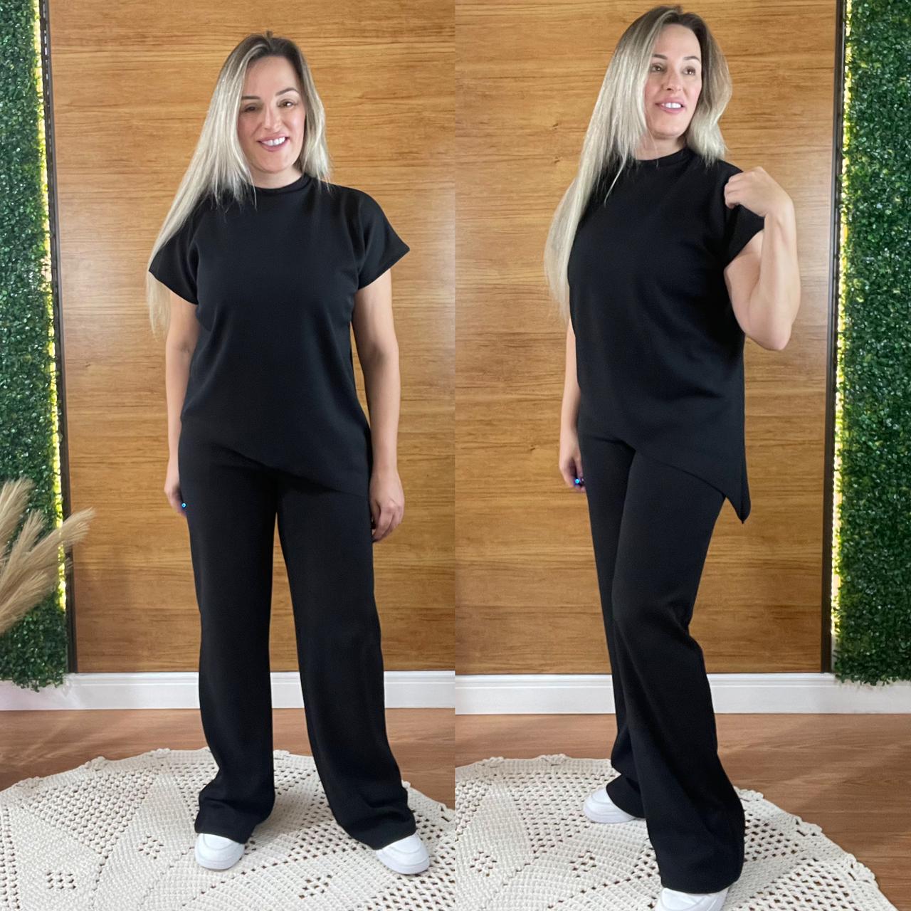 conjunto assimétrico preto