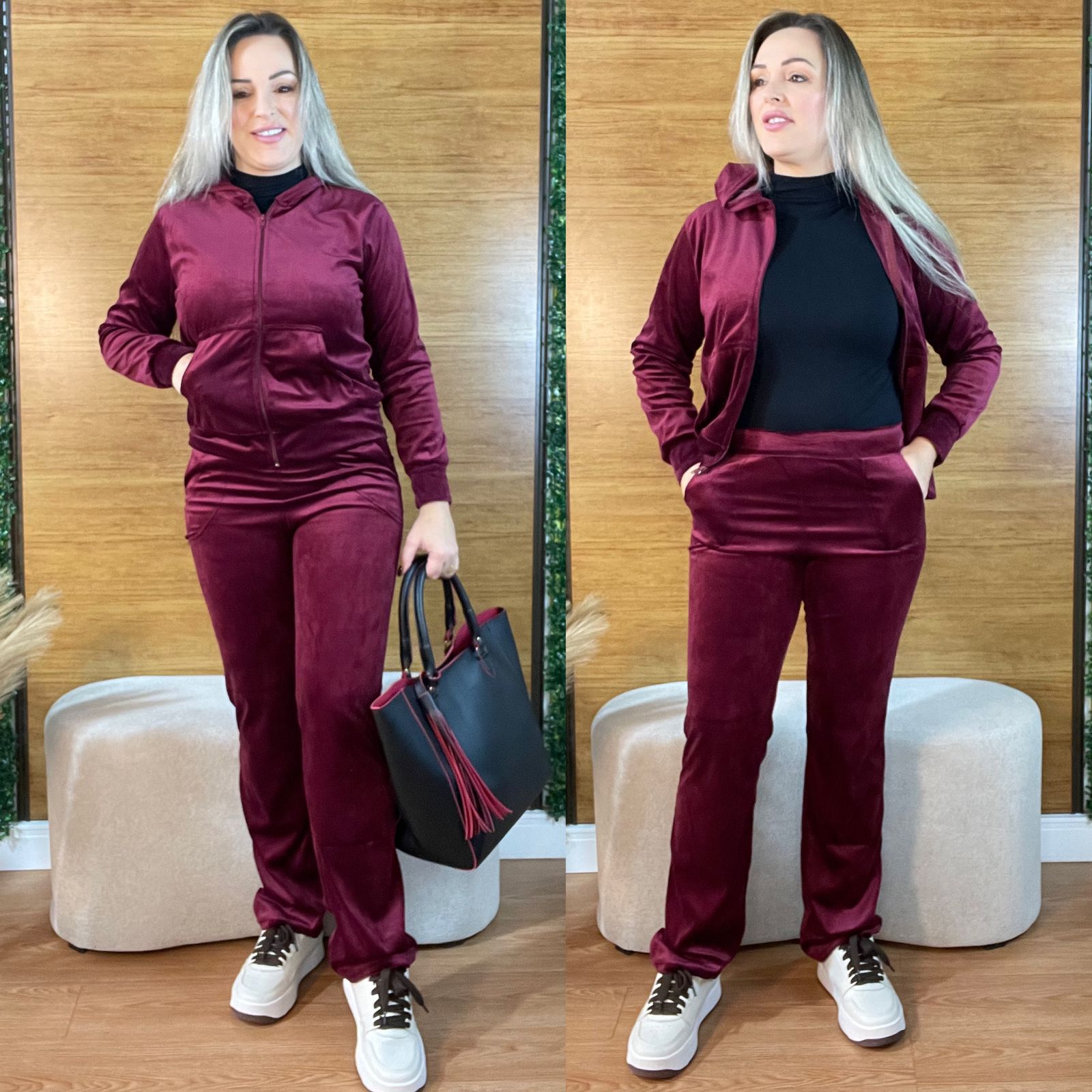 conjunto feminino plush agasalho veludo marsala conjunto feminino plush agasalho veludo marsala