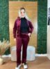 conjunto feminino plush agasalho veludo marsala
