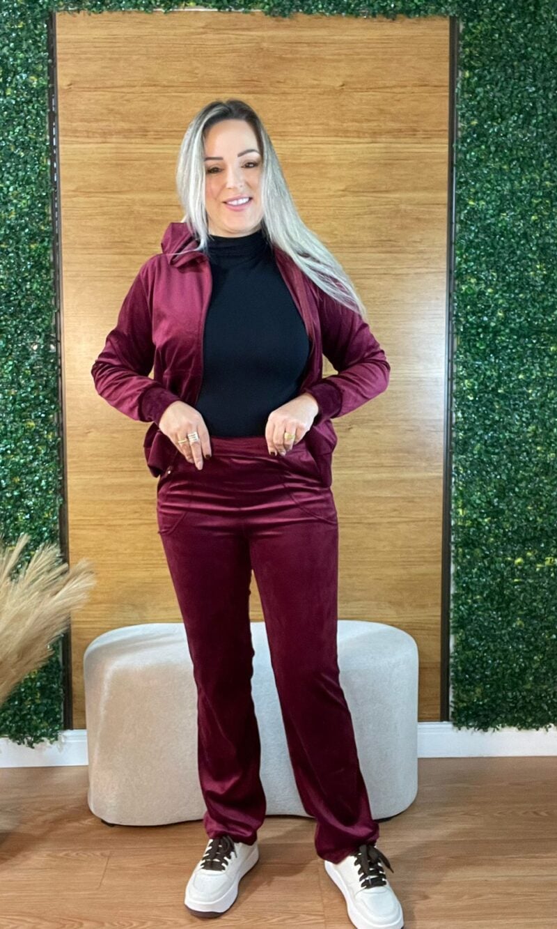conjunto feminino plush agasalho veludo marsala conjunto feminino plush agasalho veludo marsala