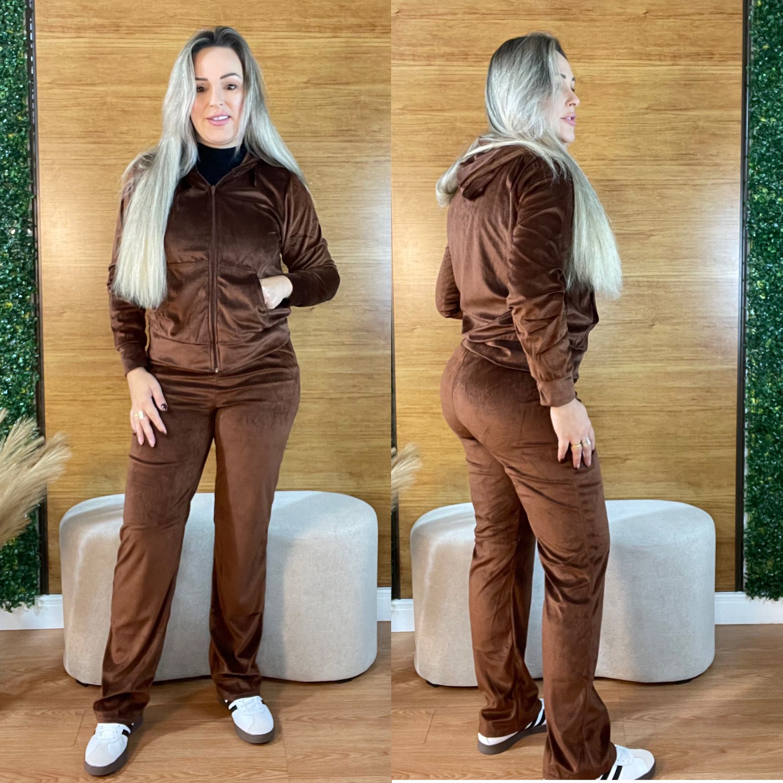 conjunto feminino plush agasalho veludo marrom conjunto feminino plush agasalho veludo marrom