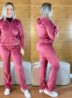 conjunto feminino plush agasalho veludo rose
