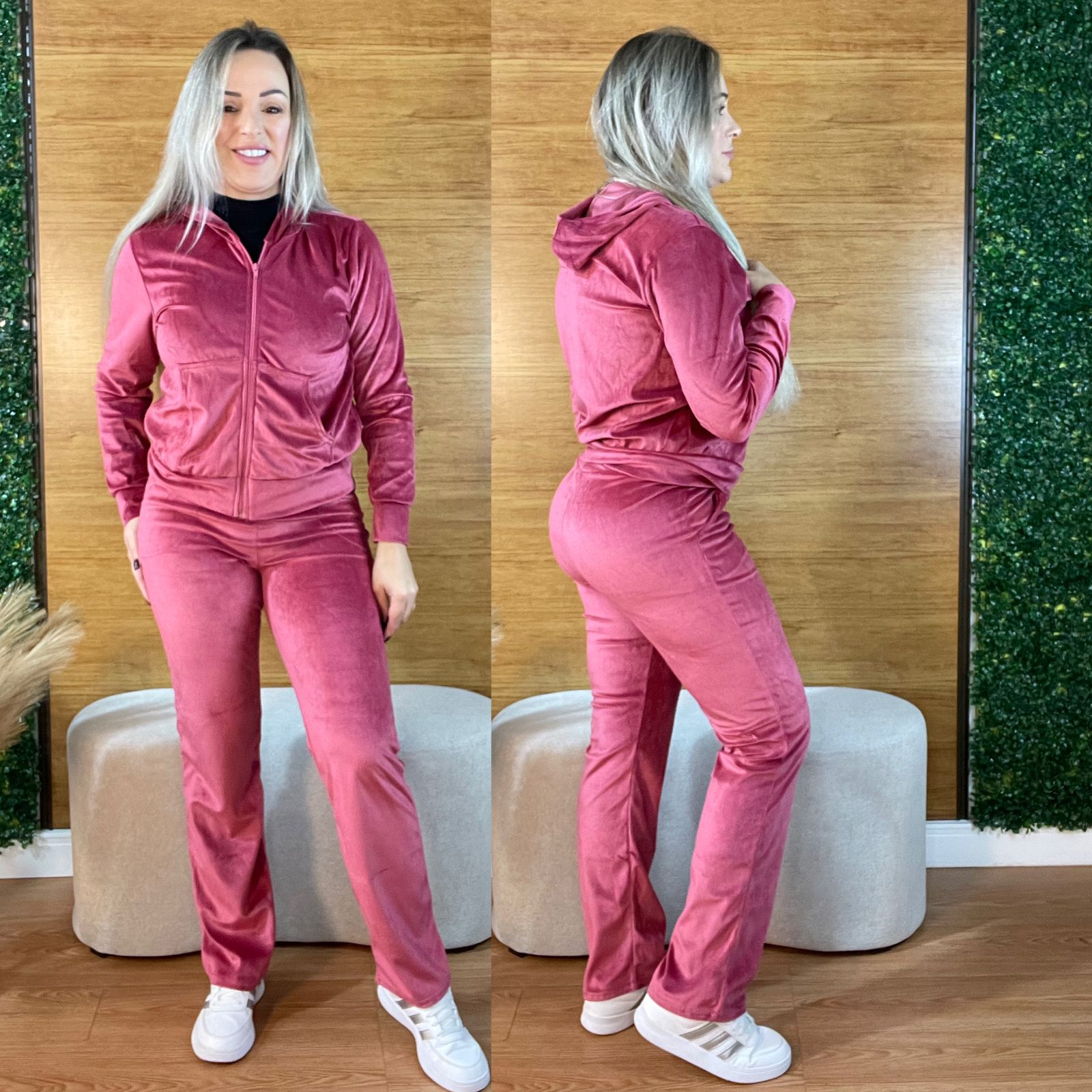 conjunto feminino plush agasalho veludo rose conjunto feminino plush agasalho veludo rose