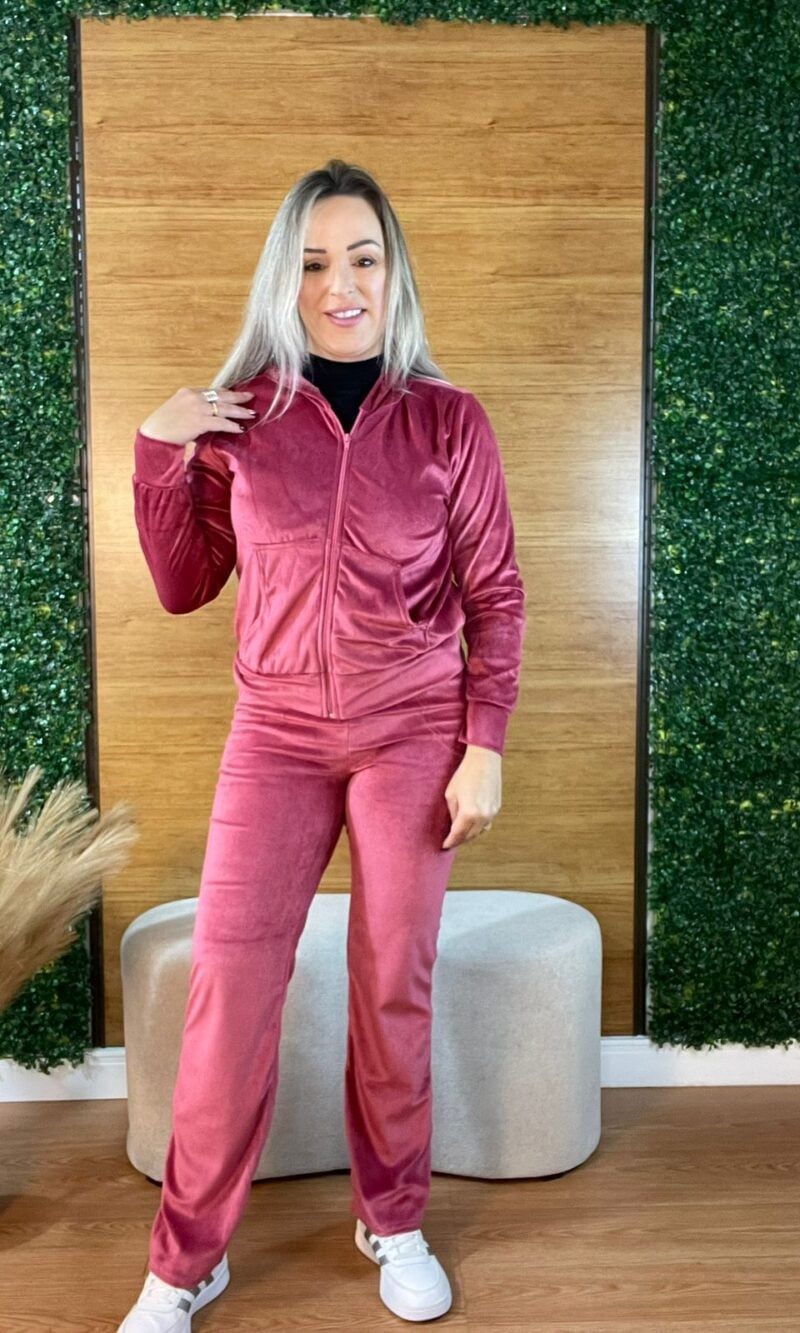 conjunto feminino plush agasalho veludo rose conjunto feminino plush agasalho veludo rose